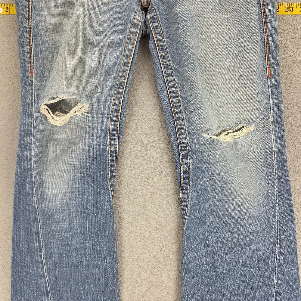 VTG True Religion Jeans Mens Joy Big T Bootcut Flare USA Altered Hem Fits 32x28